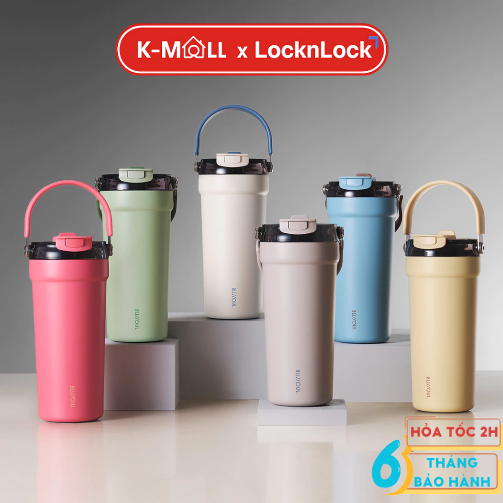Ly giữ nhiệt inox phủ sứ LocknLock Blissoul Cafe Ceramic Tumbler 700ml LHC4440 có quai xách - K-MALL