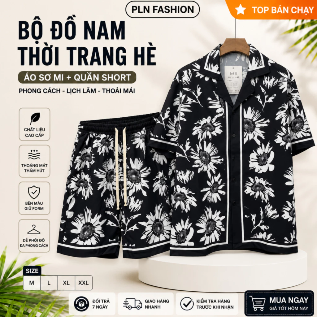 bộ đồ mặc hè chất lụa in họa tiết dáng suông thoáng mát, bộ sơ mi lụa phong cách thời thượng N29