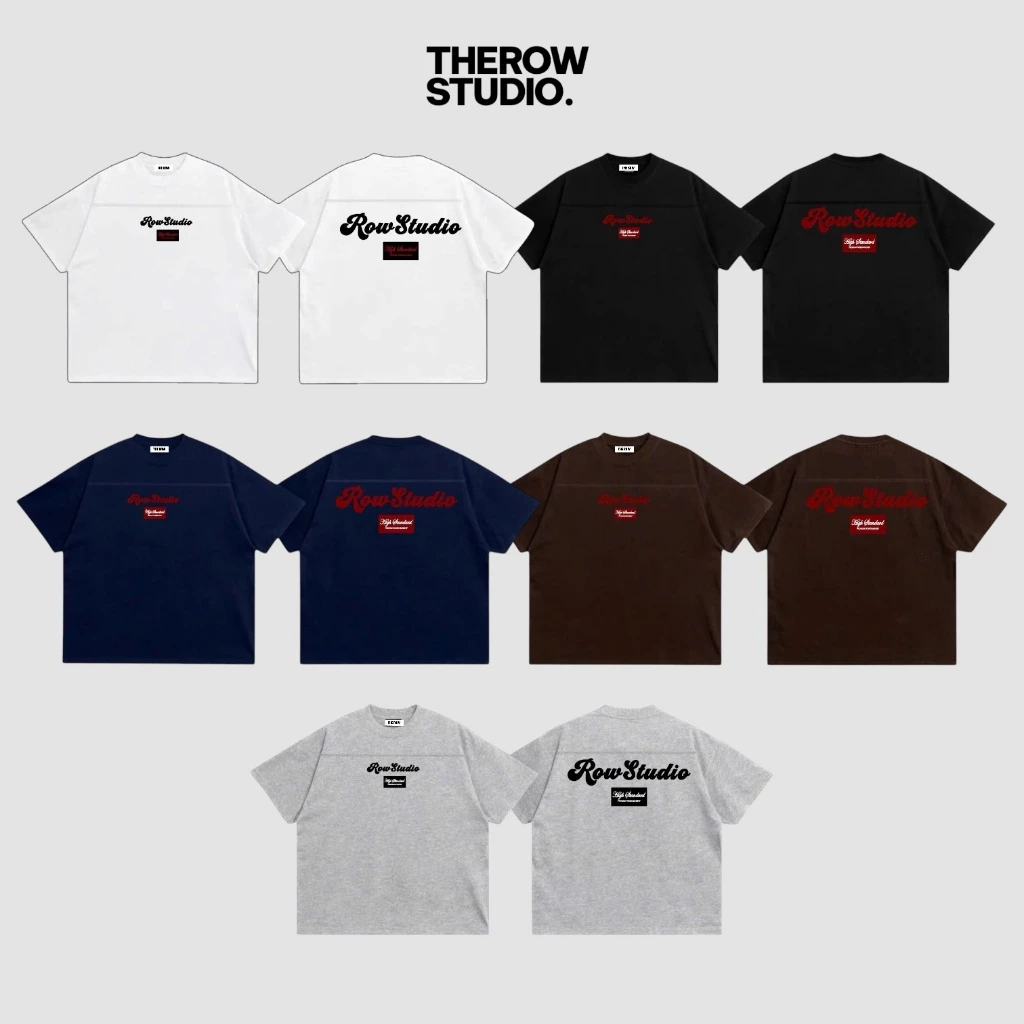 [LINE Ver2] THEROW Áo Thun Tay Ngắn Boxy 250gsm Form Rộng Cổ Tròn " LINE TSHIRT " Unisex Nam Nữ Phong Cách Basic