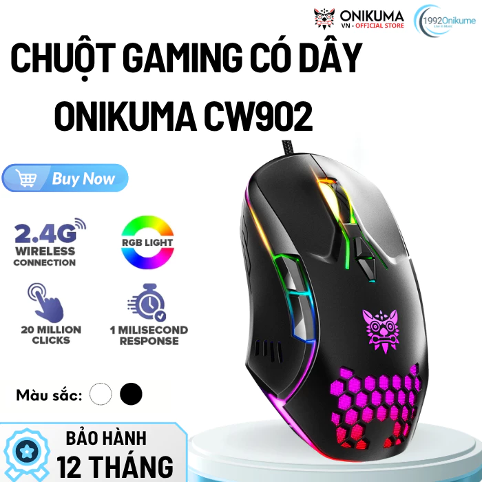 Chuột Gaming ONIKUMA CW902 -Quang Học với Đèn LED RGB Đổi Màu, Chuột Cơ Điều Chỉnh DPI cho PC Laptop