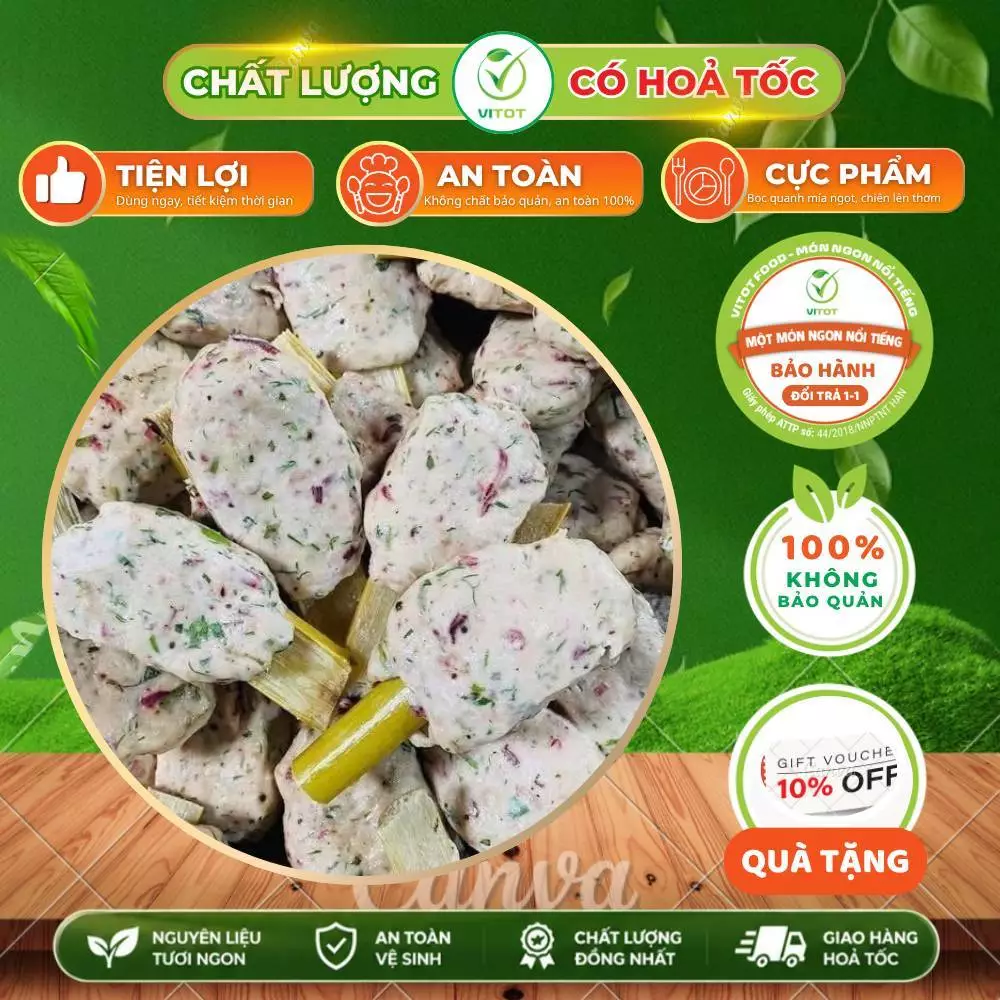 Chả Chìa Lõi Mía Đặc Sản Hạ Lũng VITOT Thơm Ngon, Ngọt Từ Mực 1 Nắng Và Thịt Tươi