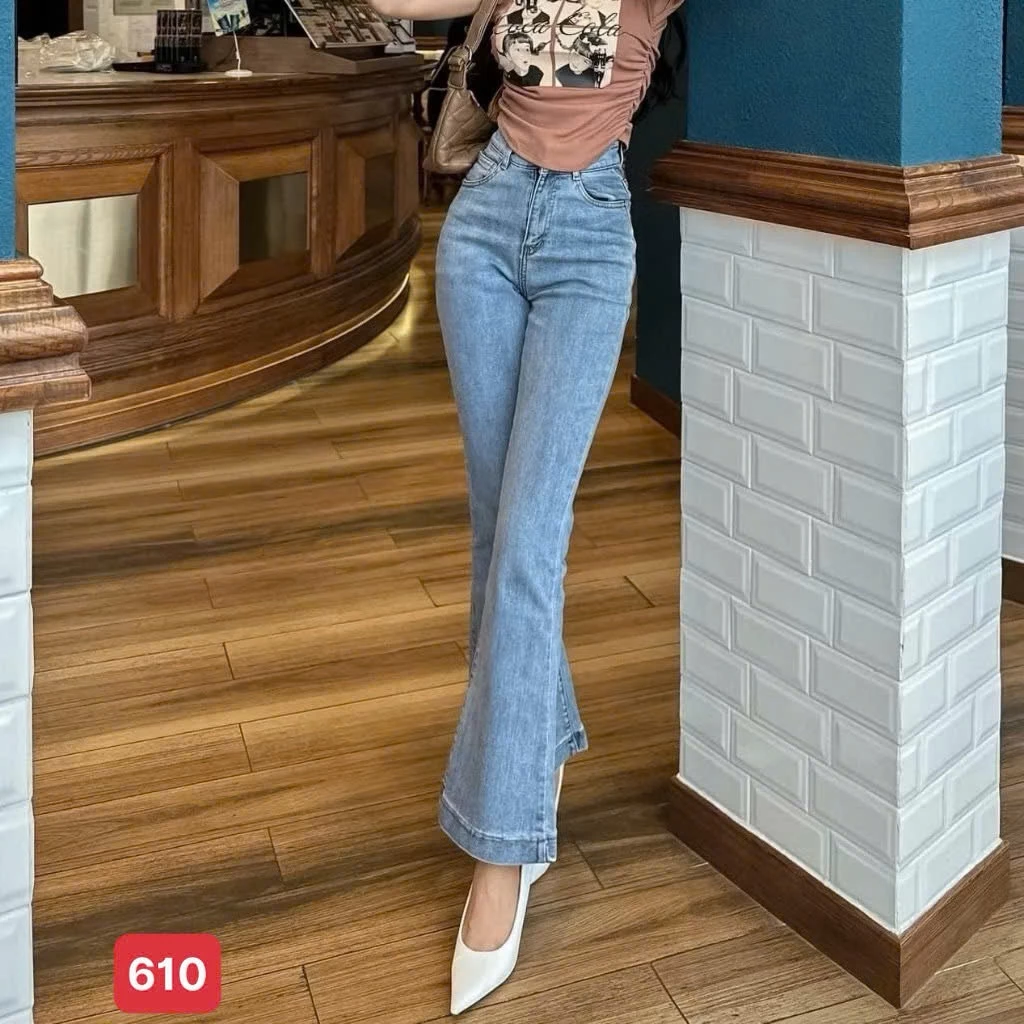 Quần Jean Nữ ống loe mẫu mới trẻ trung, quần jean nữ cạp cao siêu đẹp chất jean mềm co giãn - MQ610