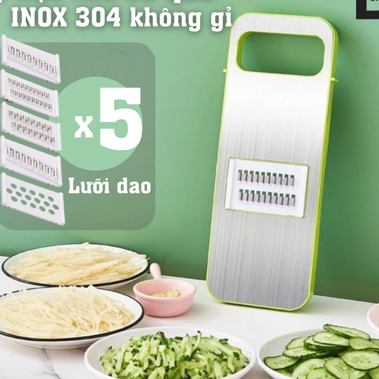 Nạo Rau Củ Quả 5 Lưỡi Inox 304 Không Gỉ  – Bào Rau Củ - Đa Năng, Tiện Dụng Nhà Bếp ( VINALUXURY )