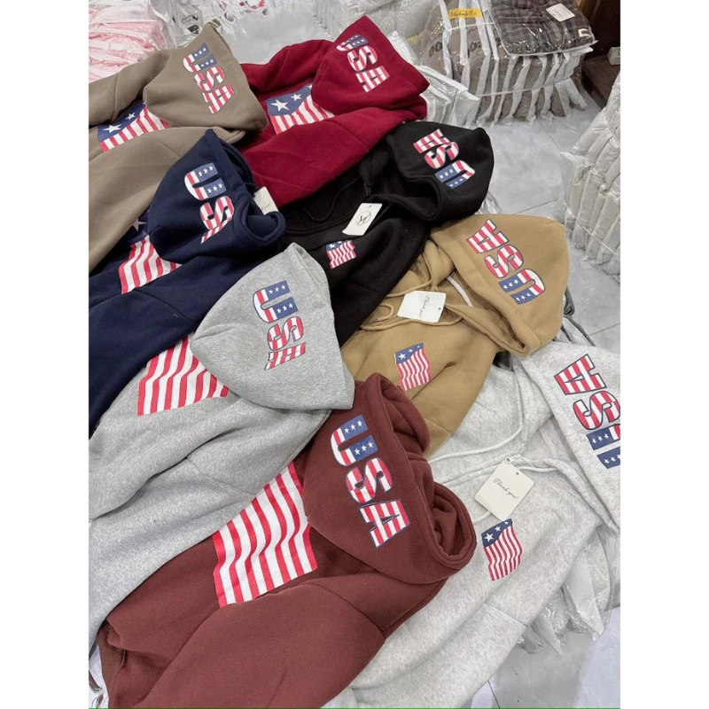 Áo Hoodie Zip USA Unisex Form Rộng Oversize Nỉ Bông Dày Dặn In Cờ Mỹ Streetwear Nam Nữ Hot Trend ( có túi trong )