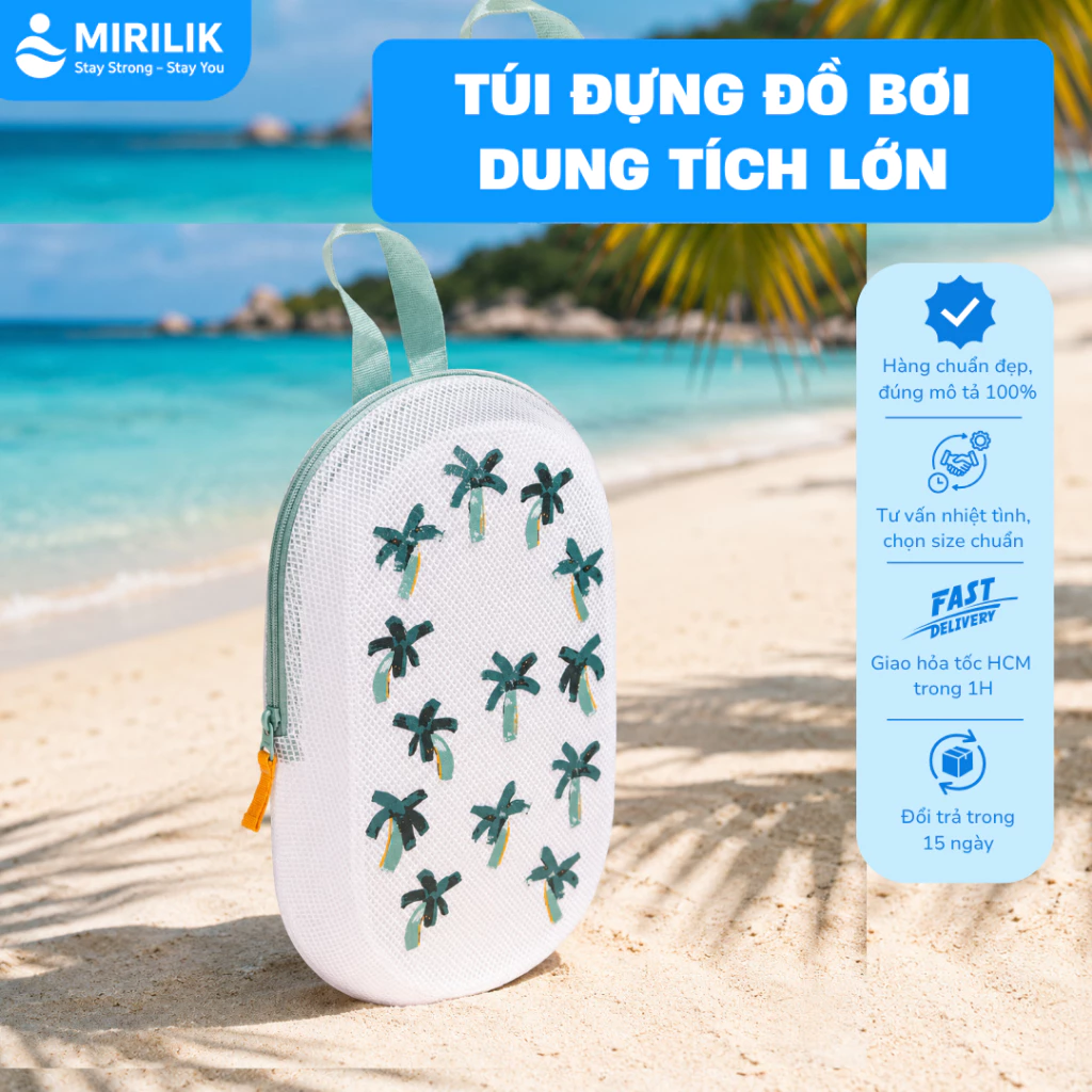 Túi đi bơi túi đựng đồ bơi chống thấm Túi đựng đồ ướt đi bơi 100 3 Lít Xanh MIRILIK DECA