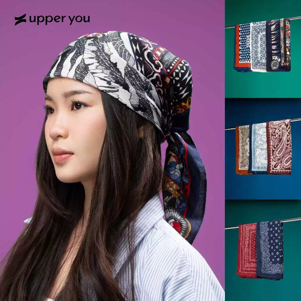 Khăn BANDANA Turban Cao Cấp Upper You Vuông 68x68cm Chất Vải Dày Dặn Form Đẹp Họa Tiết Retro Trendy - BDN082