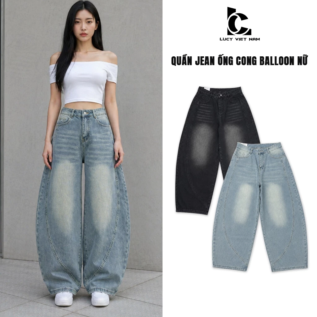 Quần Jean Nữ Ống Rộng Balloon Wide Fit From Cong AVO AVOCADO Curved Wide Leg Style Y2K Hàn Quốc