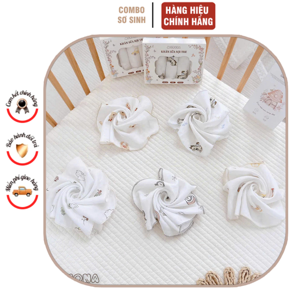 Set Khăn Sữa Joonee x Monona Cho Bé Mềm Mịn Rửa Mặt Tắm, Thấm Hút Tốt Cho Bé Sơ Sinh