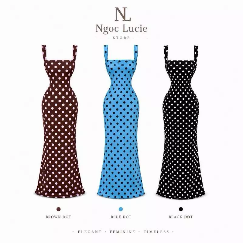 D1092 - Đầm Body Lưới Giấy Chấm Bi Hottrend Mùa Hè Mát Mẻ Ngọc Lucie