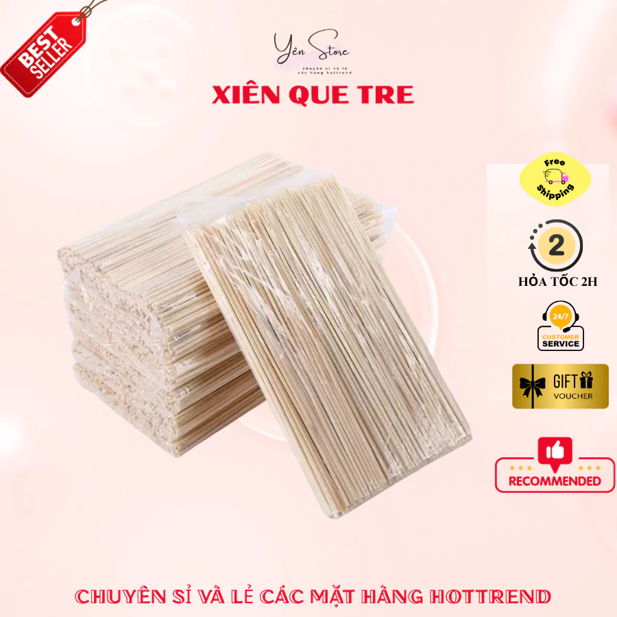 Sỉ 500G- 1 KG Xiên Que Tre Loại Dày Cứng Cáp Dùng Làm Thân Hoa,Cắm Hoa,Giỏ Trái Cây, Đồ Handmade