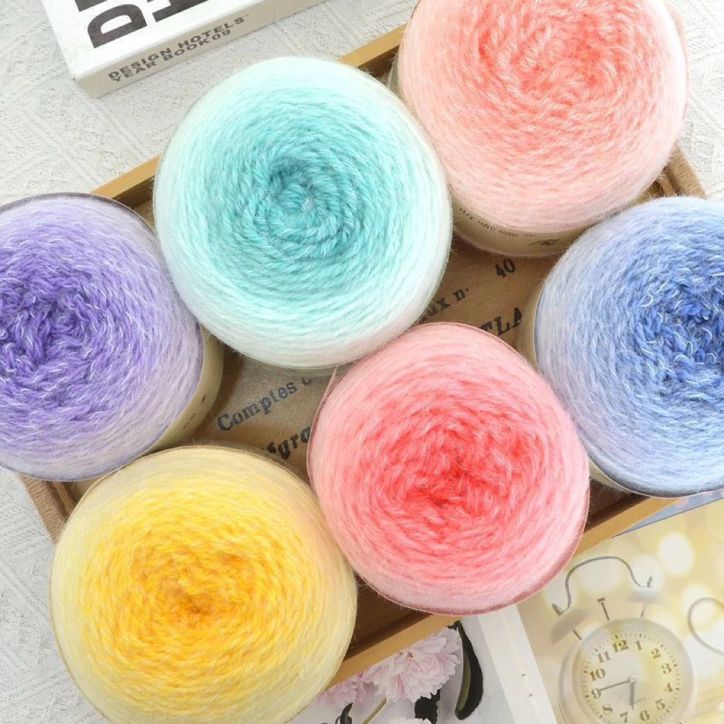 [HÀNG SẴN MÁC DA RAN FANG ]Len loang cầu vồng lông vũ ± 200gr Da Ran Fang chuyên đan khăn, áo, mũ, khăn choàng, áo,…