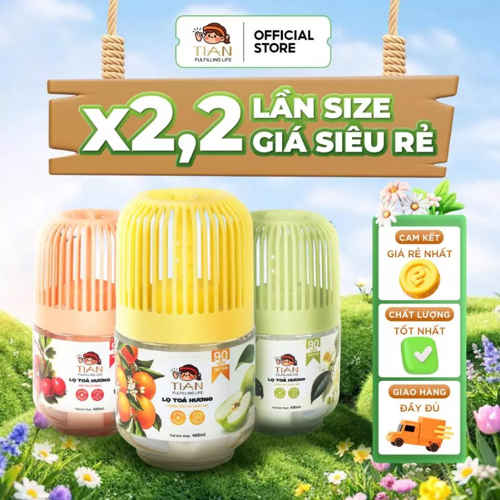 [DEAL HỜI MỞ BÁN] Lọ toả hương gấp 2 dung tích 400ml khử mùi thanh lọc không khí TIAN hương dịu nhẹ cho bếp, phòng khách