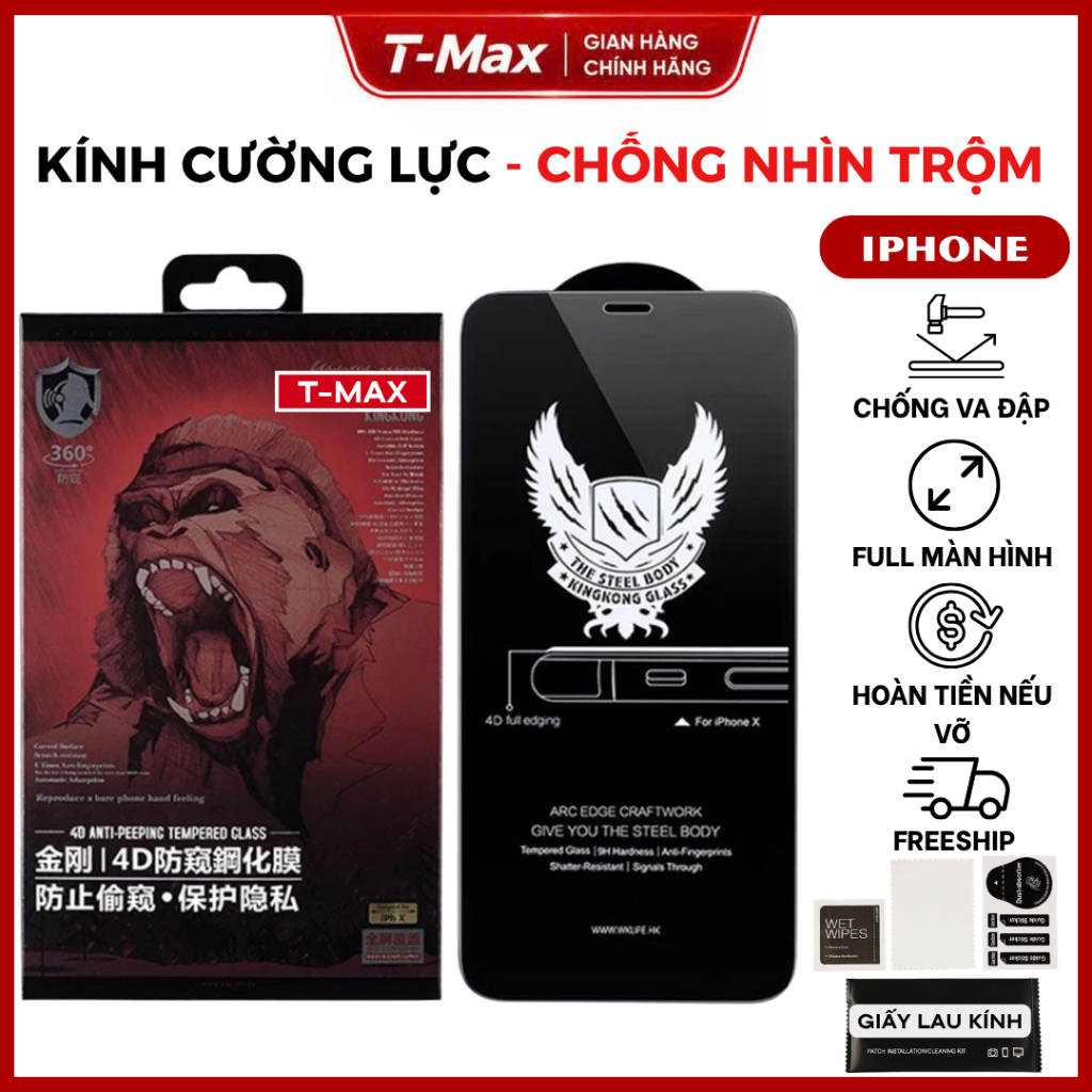 Kính cường lực chống nhìn trộm KK 4D cho IPHONE…