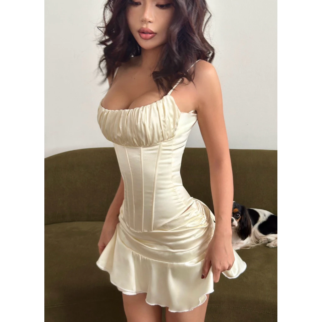 [ 𝙃𝙊𝘼̉ 𝙏𝙊̂́𝘾 ] 𝘽𝙖𝙞𝙡𝙚𝙮𝙮 𝘿𝙧𝙚𝙨𝙨 -SET ÁO CORSET + CHÂN VÁY LỤA MỀM MẠI TÔN DÁNG