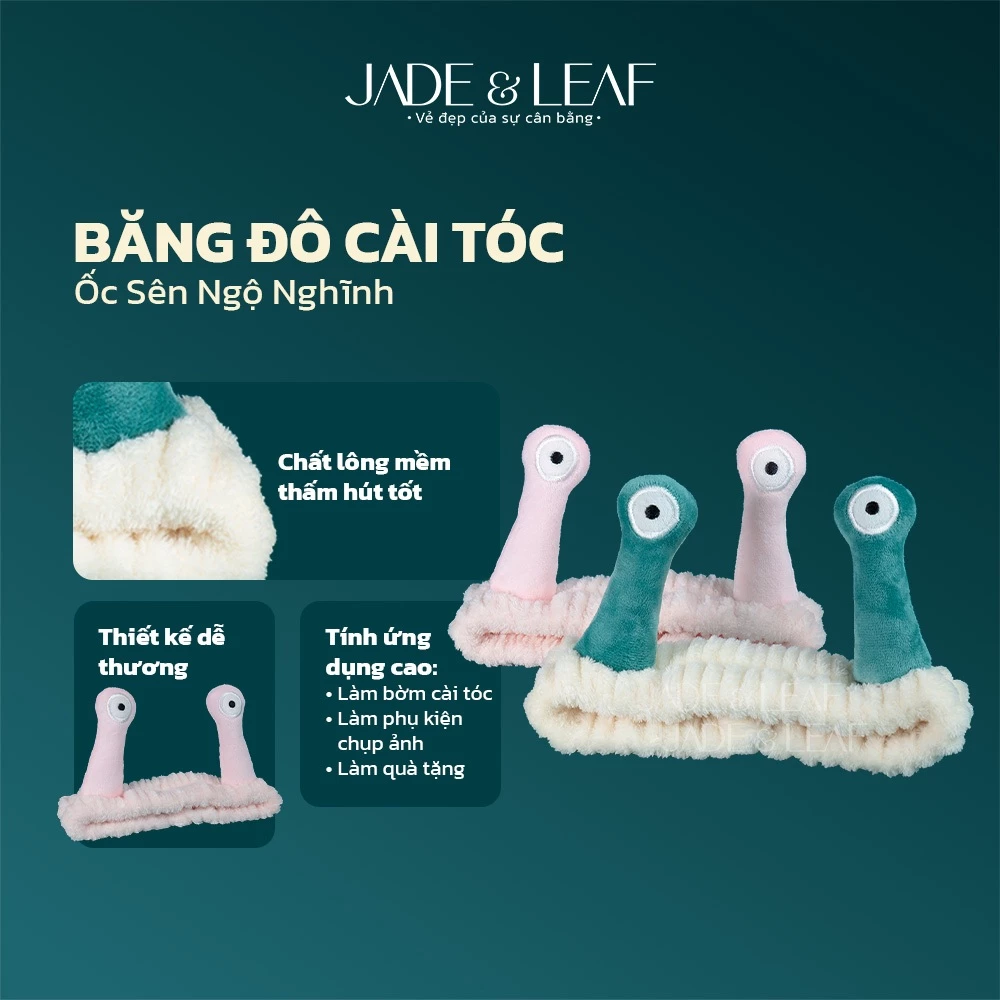Bờm Tóc Băng Đô Cài Tóc Rửa Mặt Jade&Leaf Hình Ốc Sên Tone Hồng Dùng Khi Skincare Giữ Tóc Gọn Gàng