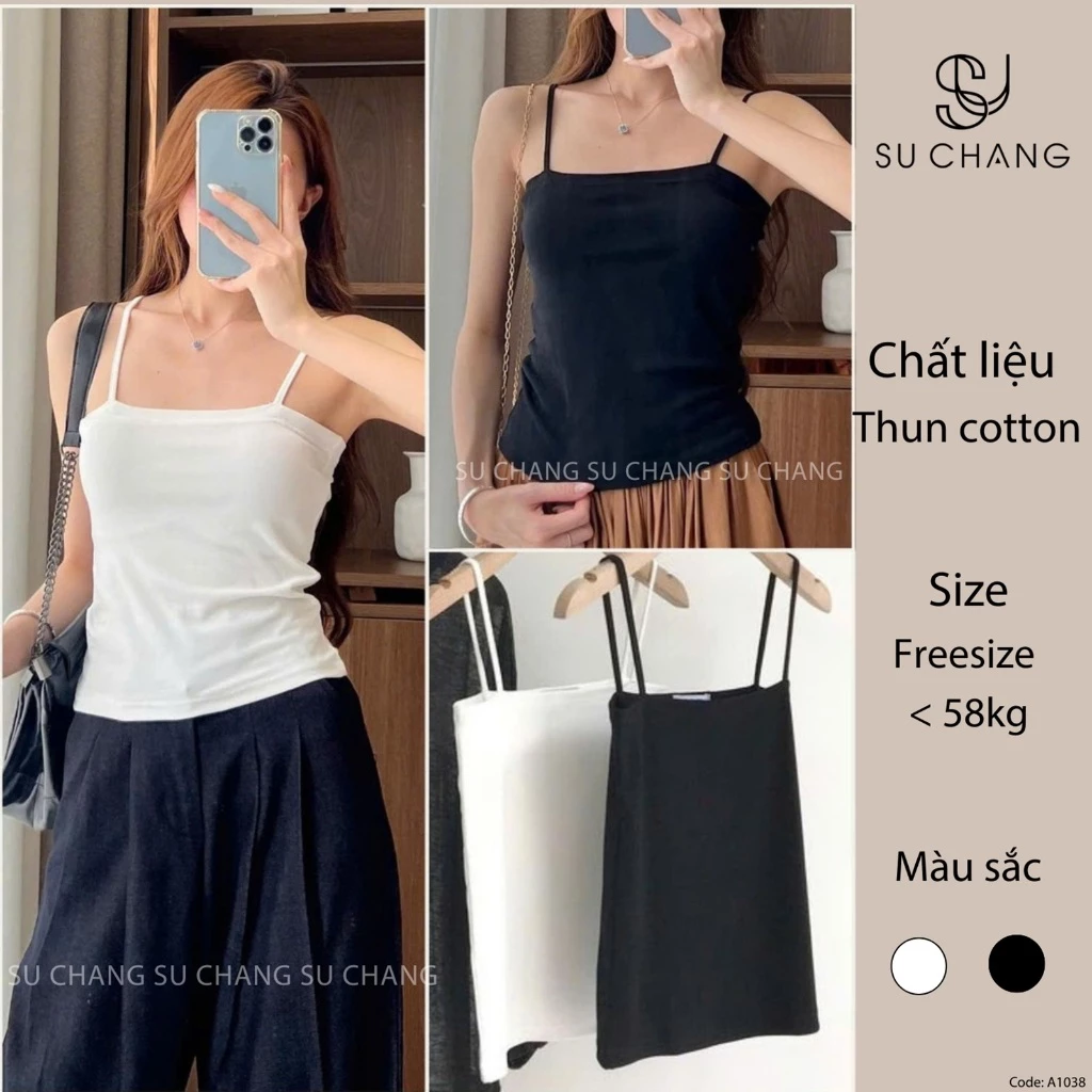 Áo 2 Dây Thun Trơn Croptop Co Giãn Dáng Ôm Su Chang A1038 Thời Trang Nữ