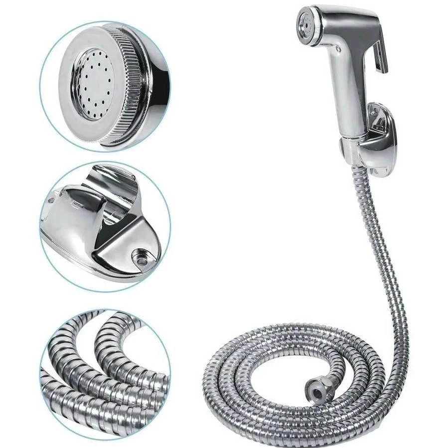 [Top Value] Bộ vòi xịt vệ sinh Inox Xi cao cấp, Vòi xịt bồn cầu inox lực nước mạnh kèm đủ bộ dây 1m2 và đế cài