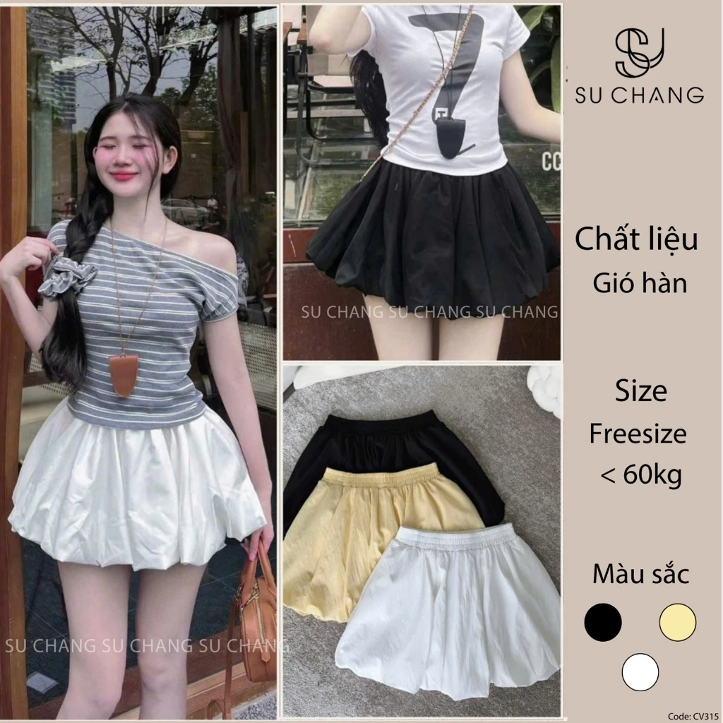 Chân Váy Bí Cạp Chun Dáng Ngắn Su Chang CV315 Thời Trang Nữ