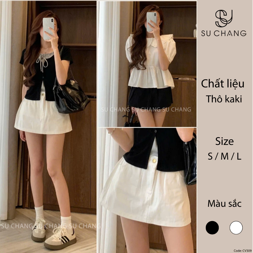 Chân Váy Kaki Chữ A Dáng Ngắn Su Chang CV309 Thời Trang Nữ