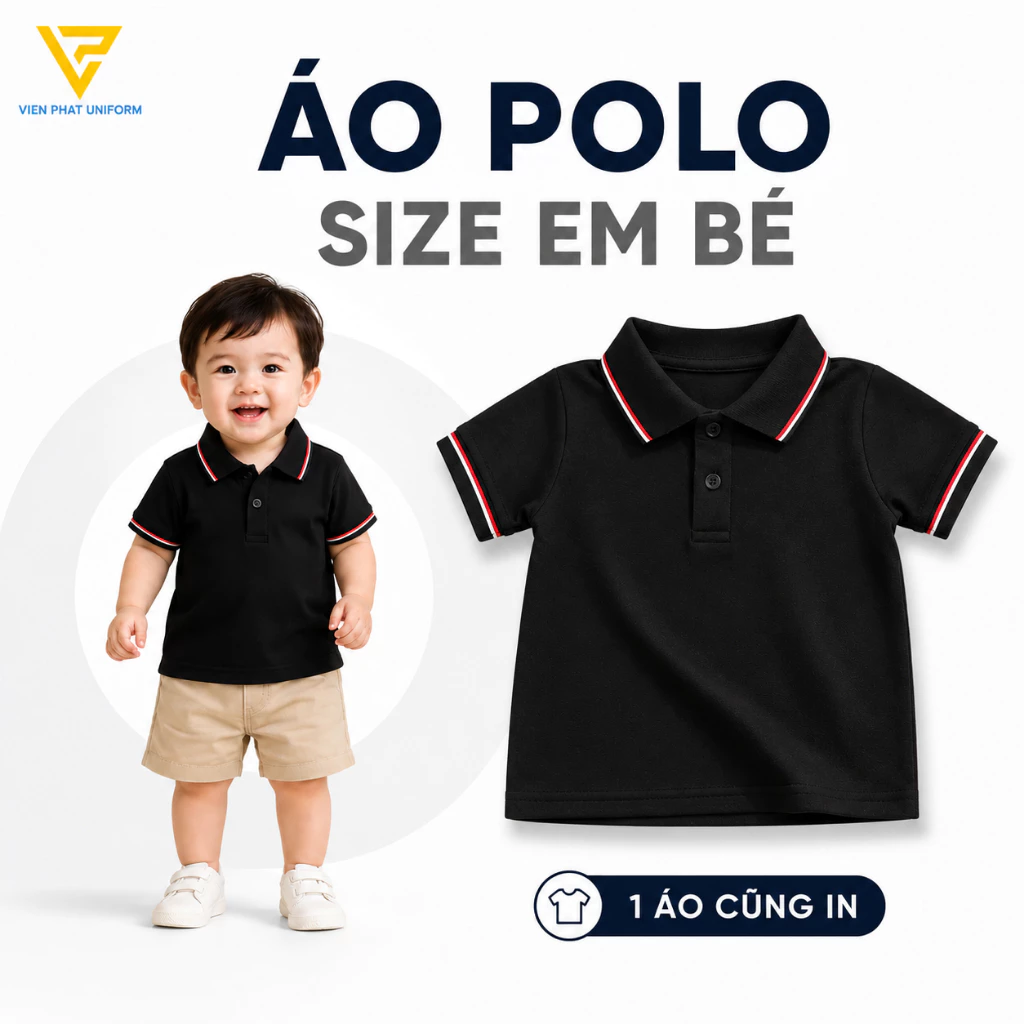 [1 Áo Cũng In] Áo Polo Trẻ Em In Theo Yêu Cầu Đủ Size Đủ Màu, Vải Cá Sấu Poly Thoáng Mát - Viễn Phát Uniform