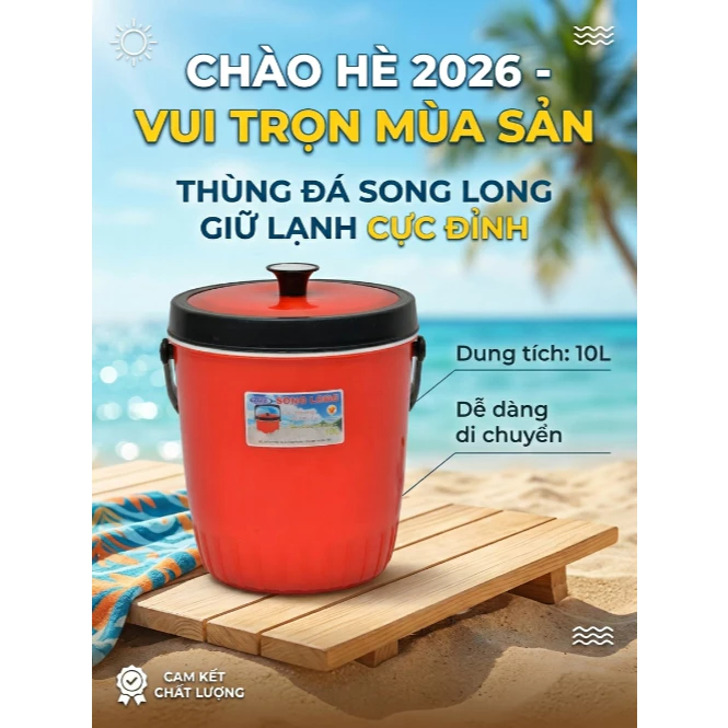 Phích đá tròn từ 5L đến 28L, cách nhiệt 3 lớp, giữ nhiệt từ 4 tiếng đến 8 tiếng - Nhựa SONG LONG