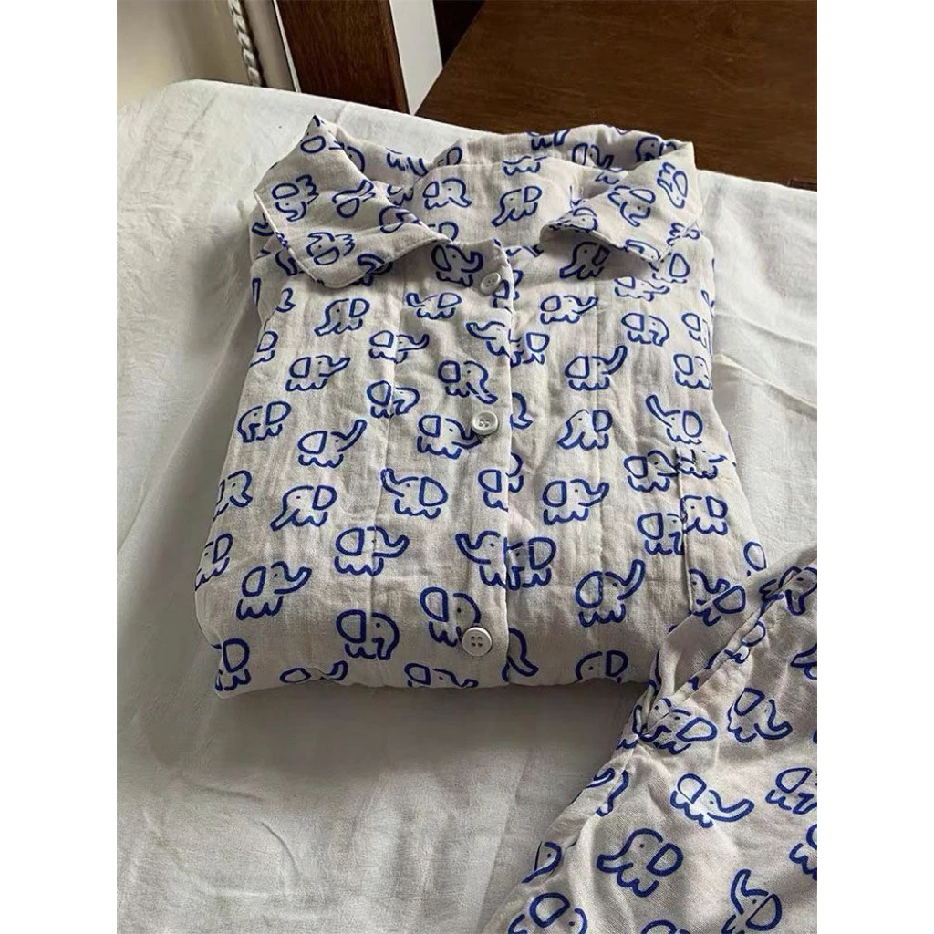 𝐂𝐡𝐚𝐫𝐥𝐨𝐭𝐭𝐞.𝐨𝐝_ Bộ Đồ Ngủ Ngắn Tay Hình Chú Voi Dễ Thương