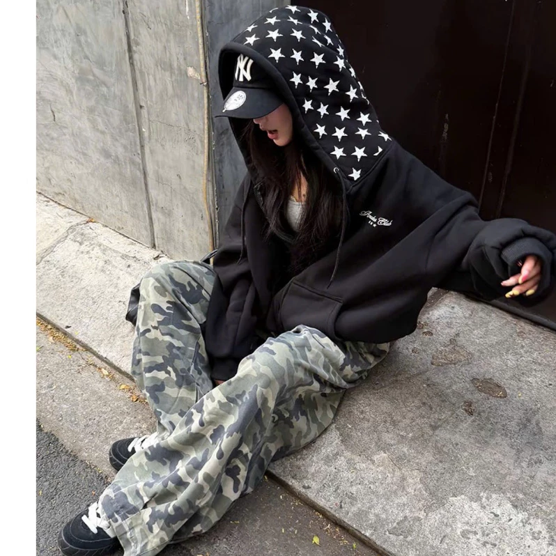 [MẪU MỚI] HOODIE ZIP BOXY Phối Nón In Ngôi Sao nỉ bông dày dặn + unisex nam nữ