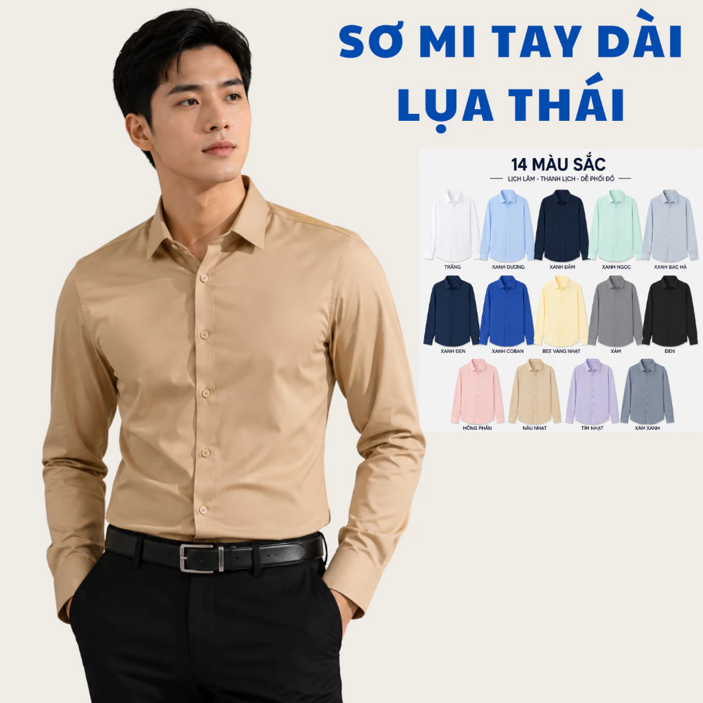 Áo Sơ Mi Nam Dài Tay GEN ALPHA Chất Vải Cotton Lụa Co Giãn Chống Nhăn Basic Dễ Phối Đồ Công Sở