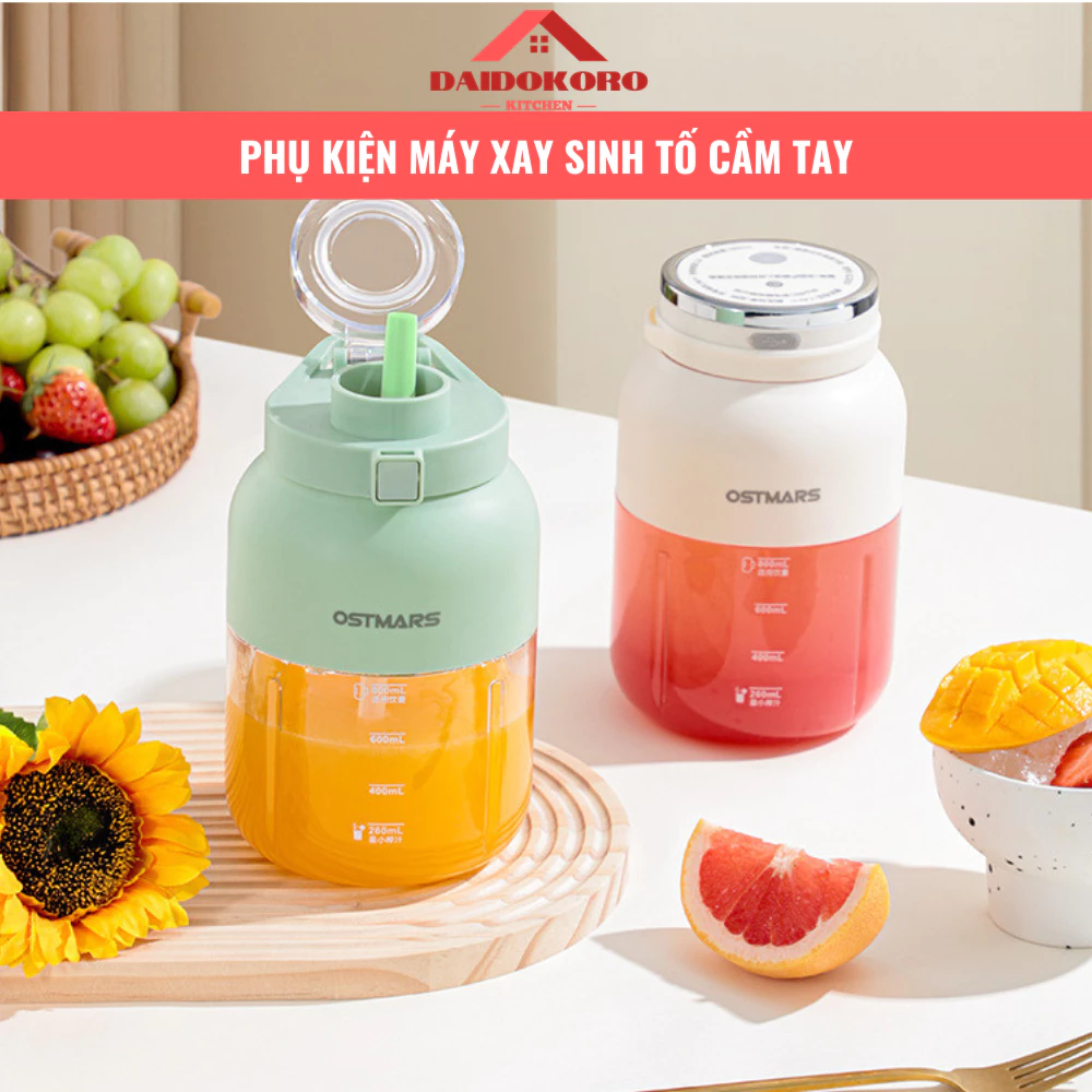 [PHỤ KIỆN] MÁY XAY SINH TỐ OSTMARS Nắp Xay, Nắp Uống, Bình Đựng, Ống Hút, Dây Đeo, Dây Sạc