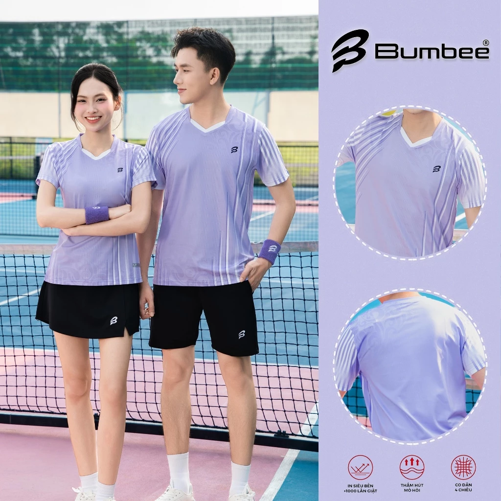 Áo Thể Thao Bumbee B Co Giãn 4 Chiều Nam Nữ – Vải Mát, Mặc Êm, Tập Luyện Cả Ngày Không Bí (393 tím)
