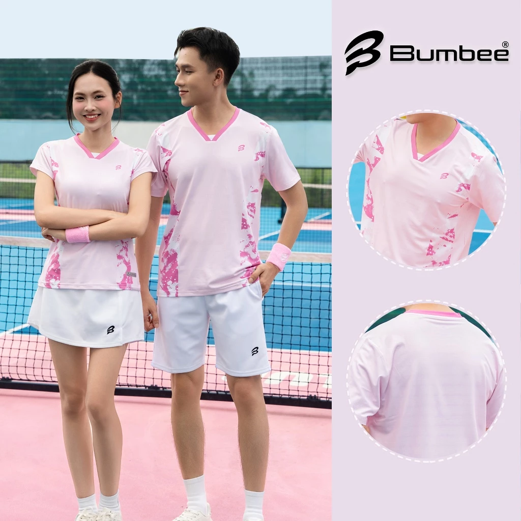 Quần Áo Thể Thao Nam Nữ Bumbee B Mặc Tập Gym, Chạy Bộ, Cầu Lông – Chất Co Giãn 4 Chiều (589 hồng)