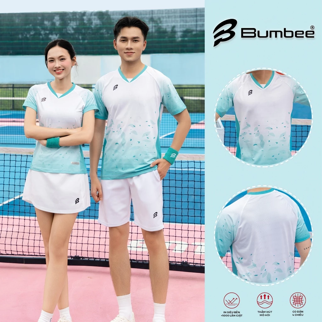 Bộ Đồ Thể Thao Bumbee B Nam Nữ – Xanh Mint Ombre Lá – Co Giãn Tốt, Thấm Hút, Form Chuẩn Đẹp (516 xanh ngọc)