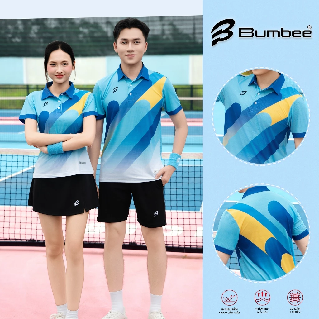 Áo Polo Thể Thao Bumbee B Sử Dụng Trong Tập Luyện Và Thi Đấu Pickleball Thoáng Mát Co Giãn 4 Chiều (2210 dương)