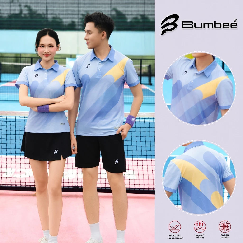 Áo Thi Đấu Pickleball Bumbee B Chính Hãng Chất Liệu Co Giãn 4 Chiều Thấm Hút Mồ Hôi Tốt (2210 tím nhạt)