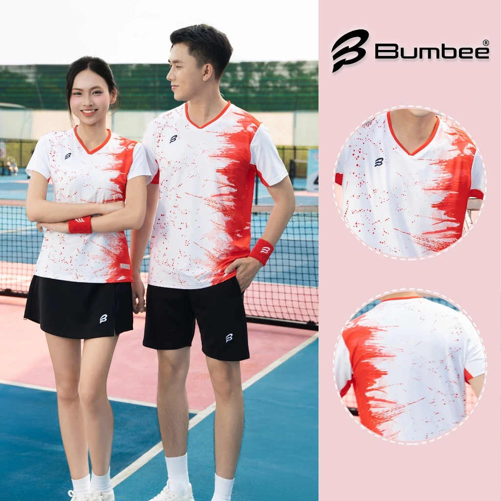Áo Thể Thao Bumbee B Dành Cho Nam Nữ – Co Giãn 4 Chiều, Nhanh Khô, Chơi Cầu Lông Pickleball (945 đỏ)