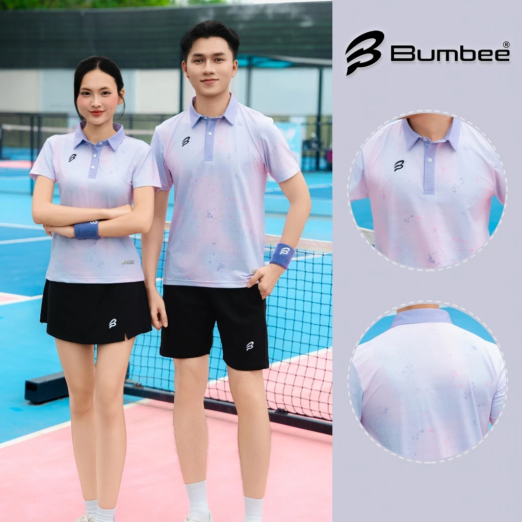 Áo Thể Thao Bumbee B Polo Nam Nữ  Màu Pastel Chất Liệu Co Giãn Đủ Size M L XL XXL (6610 tím)