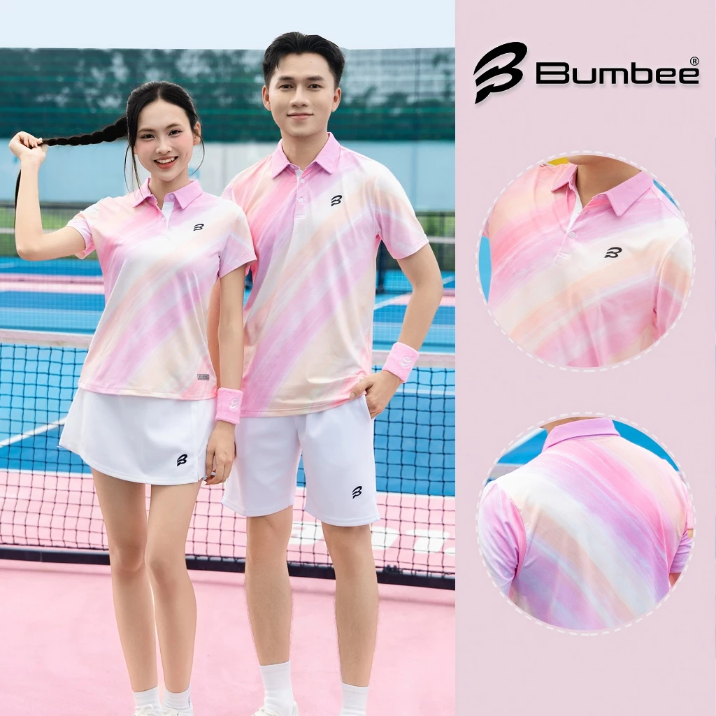 Áo Polo Thể Thao Bumbee B Nam Nữ, Co Giãn 4 Chiều, Thoáng Mát Thấm Hút Mồ Hôi, Chơi Cầu Lông Pickleball (7710 hồng)