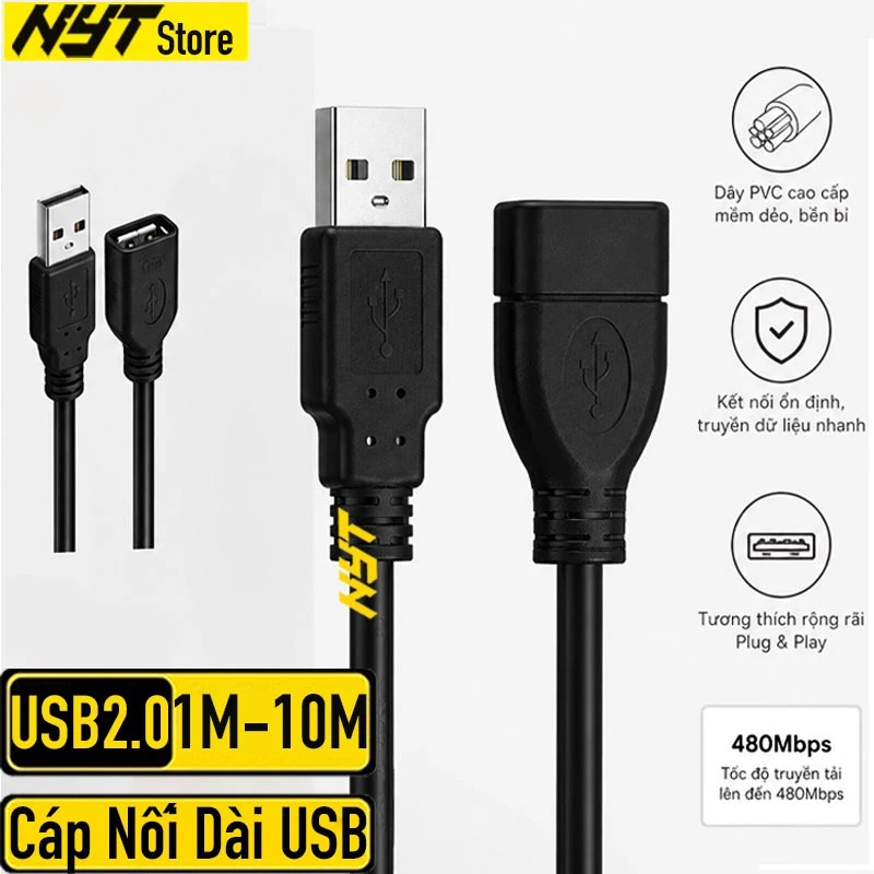 Cáp Nối Dài USB 2.0 5M, 10M NYT DL104 - Bảo Hành 12T Đổi Mới