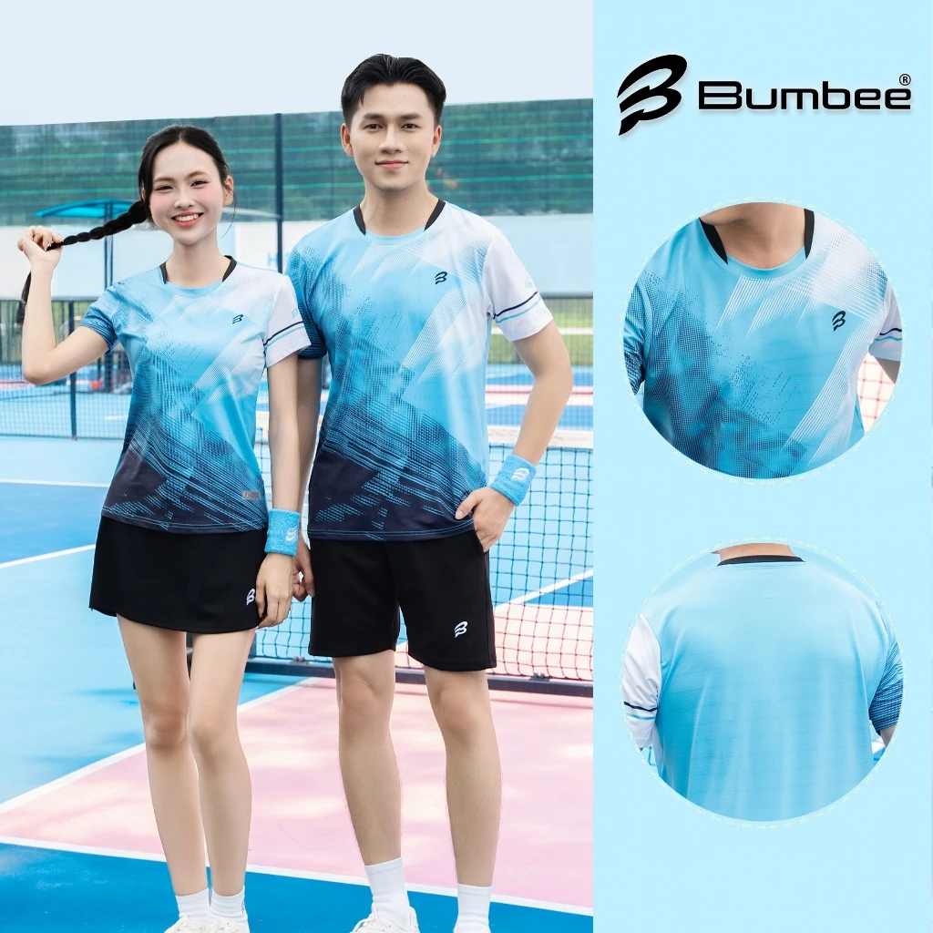 Bộ đồ thể thao Bumbee nam nữ chơi pickleball – Vải thấm hút mồ hôi, thoáng khí nhẹ tênh (MXB Xanh)