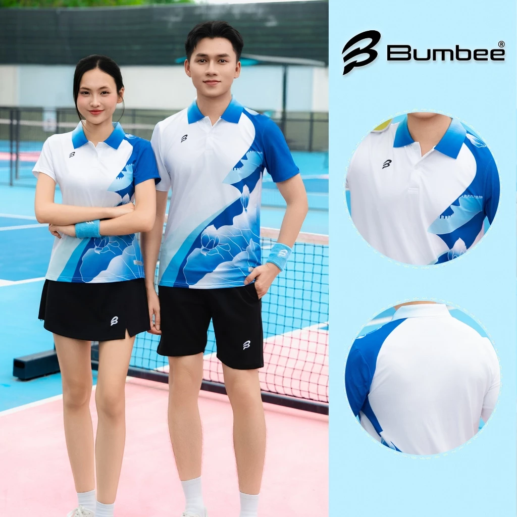 Áo Thể Thao Bumbee Nam Nữ Cổ Bẻ – Co Giãn, Nhanh Khô, Mặc Đẹp Khi Chơi Cầu Lông Pickleball (9910 dương)