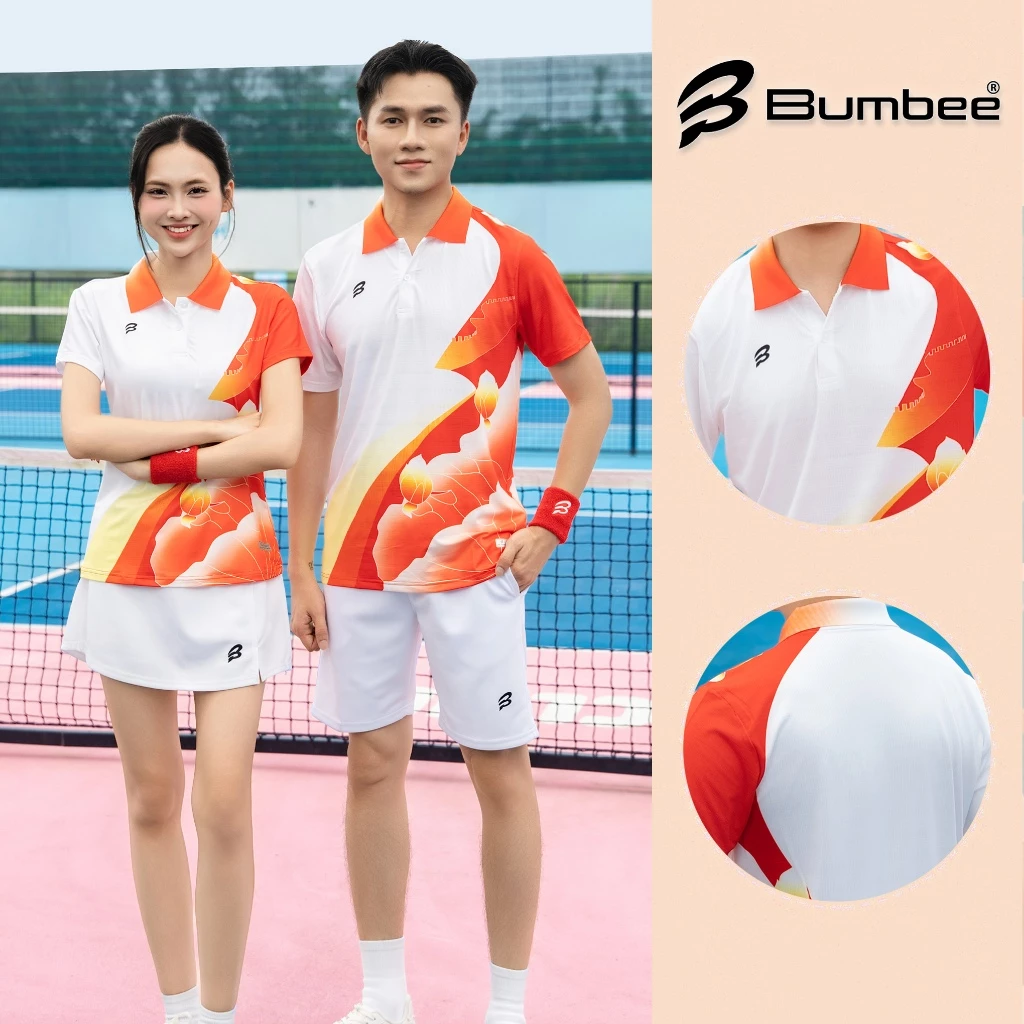 Áo Polo Thể Thao Bumbee Nam Nữ Phối Màu – Chất Mát Nhẹ, Thoáng Khí, Phù Hợp Tập Luyện & Thi Đấu (9910 đỏ)