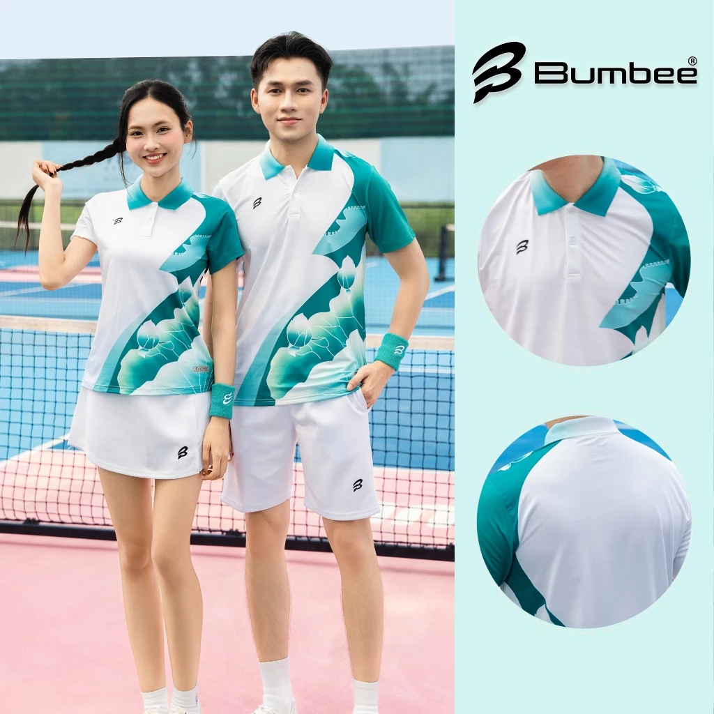 Áo Thể Thao Polo Bumbee Cao Cấp – Co Giãn 4 Chiều, Thấm Hút Mồ Hôi, Mặc Đánh Cầu Lông Pickleball (9910 ngọc)