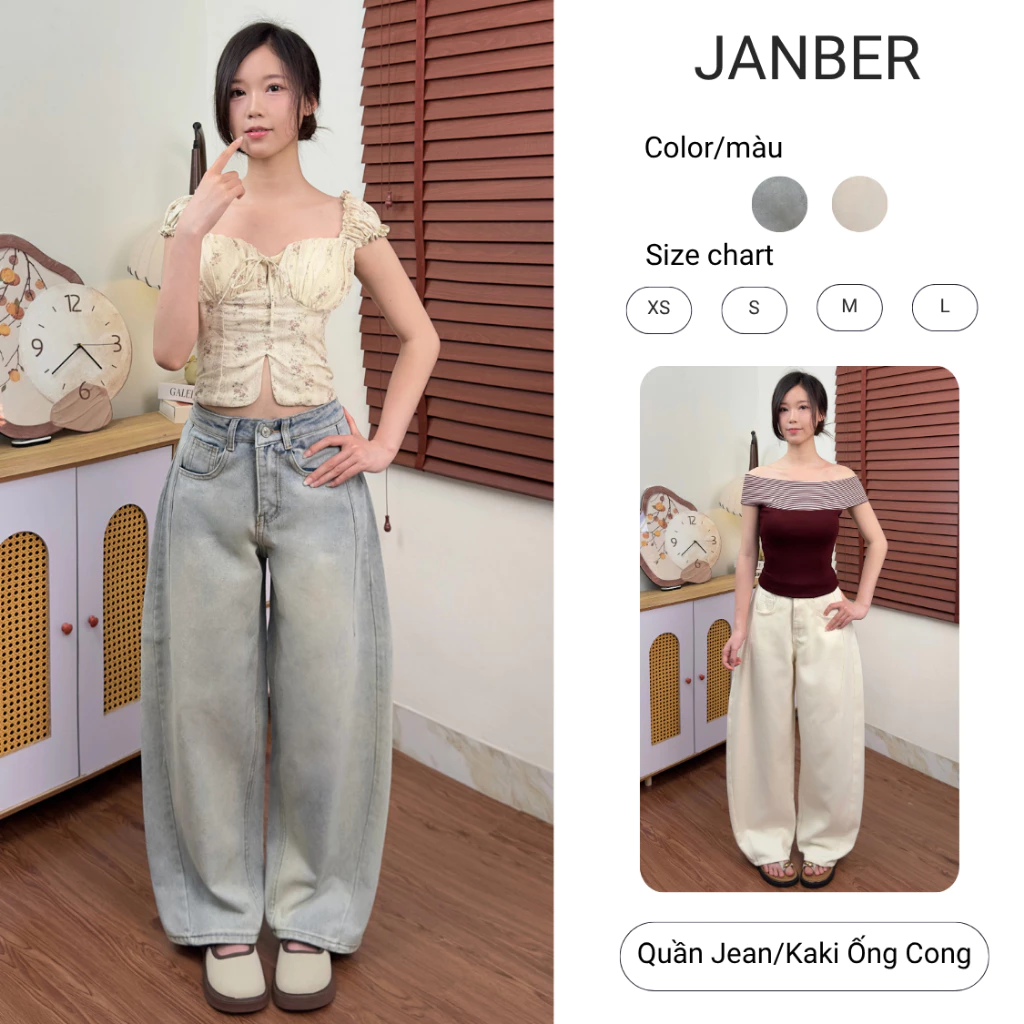 (Có Size Nấm) Quần Jean Kaki Ống Cong Form Rộng Cạp Cao, Quần Bò Ống Rộng Retro Tôn Dáng T261