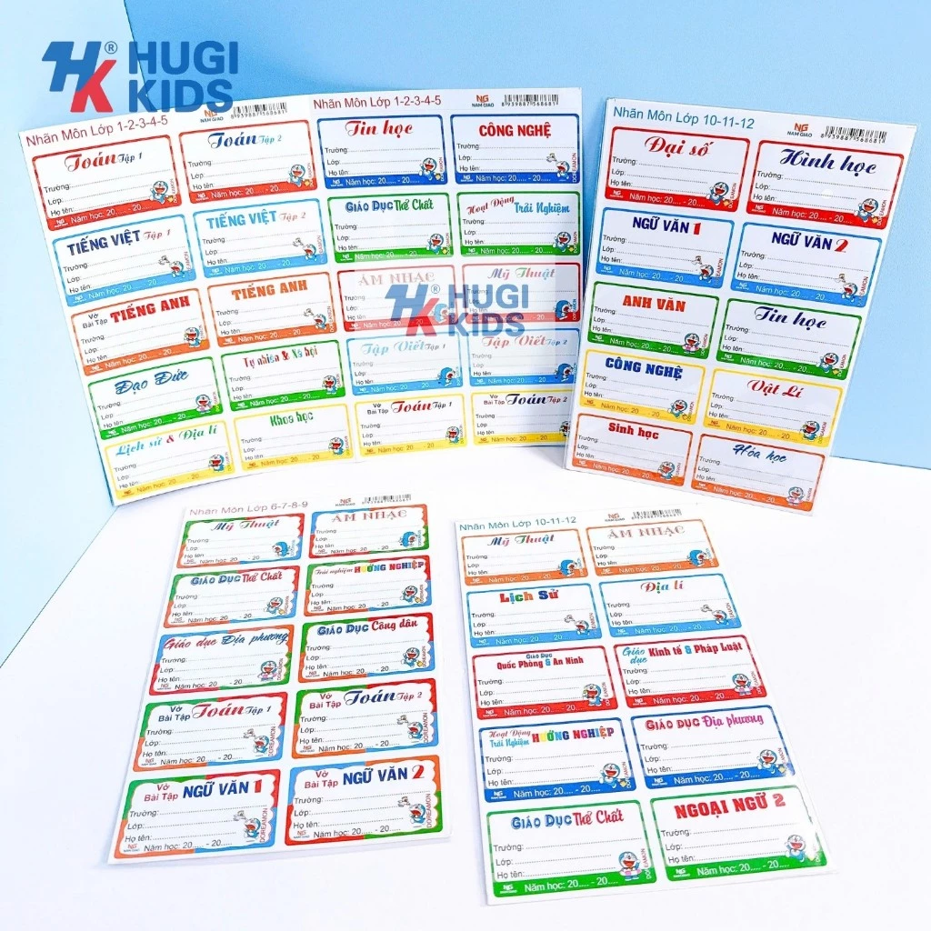 Nhãn Tên Môn Học Cấp 1-2-3 Cho Học Sinh – Có Sẵn Keo Dán, Dễ Thương, Tiện Dụng