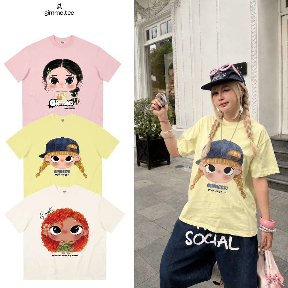 Áo Thun Boxy Ver.2 Gimme - ChiBi Girl - Premium Cotton 250gsm Cotton 2 Chiều - GMBX50