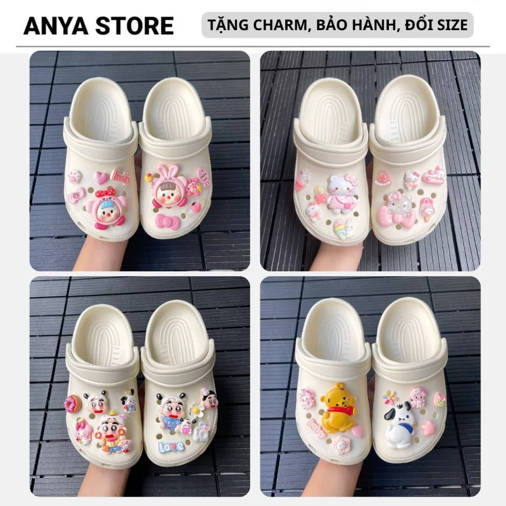 [ HÀNG MỚI VỀ ] Dép Sục Quai Hậu Tặng Charm Dễ Thương Êm Chân Không Thấm Nước - Dép Đúc Dép Sục QH3