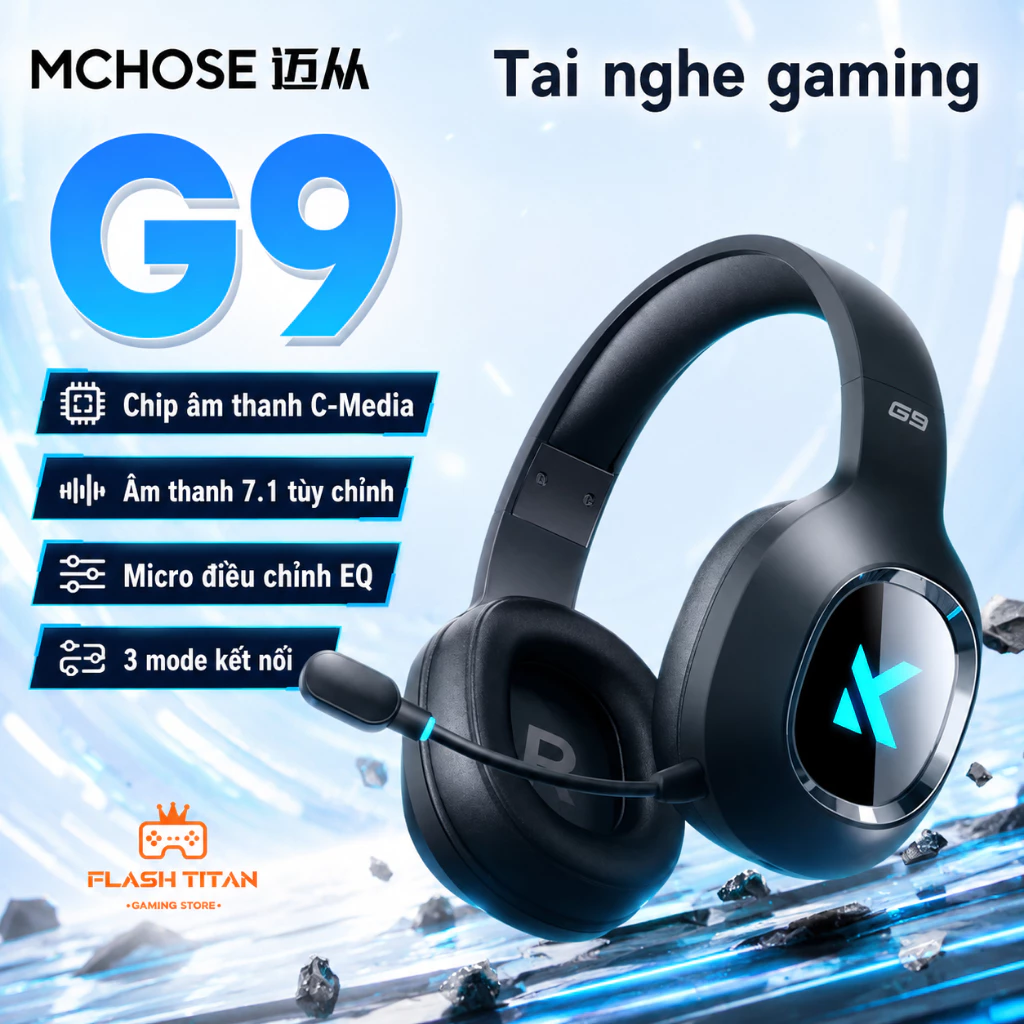 Tai nghe chụp tai Gaming Mchose G9 | G9 pro - Có mic đàm thoại - 3 mode kết nối - Âm thanh vòm 7.1