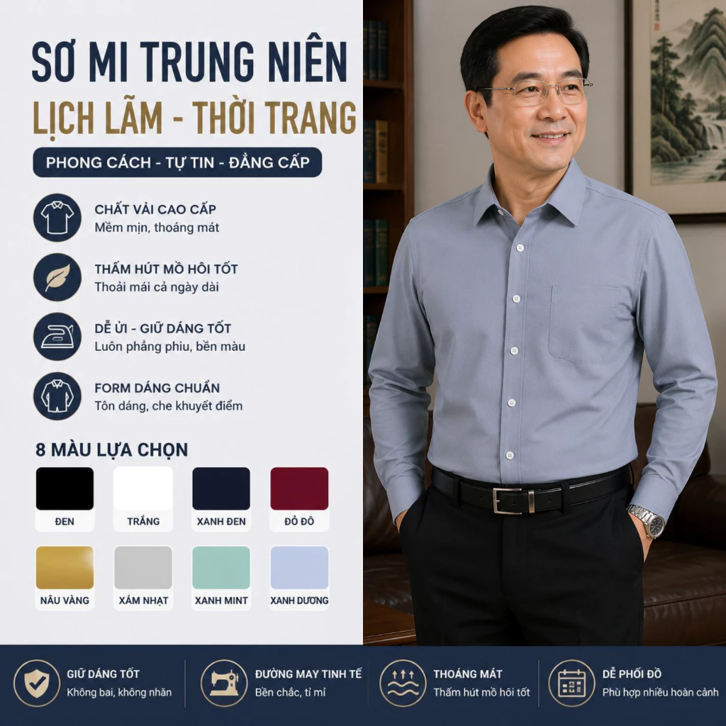 Áo Sơ Mi Nam Dài Tay 1 Túi Vải Lụa Chéo Mềm Mịn Hạn Chế Nhăn Form Regular GEN ALPHA