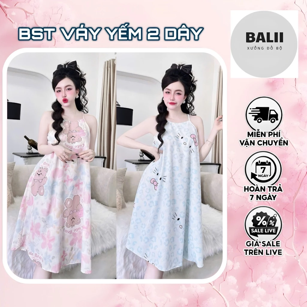 [DEAL TRÊN LIVE] BL - Váy YẾM Dài Mặc Nhà, Chất Liệu Lụa Mango 100D Mềm Yếm Dây, Mát Mẻ Thoải Mái Mùa Hè Balii