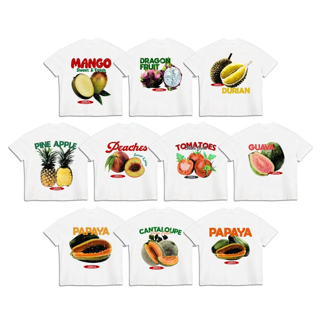 CHÍNH HÃNG - Áo Thun Trắng Form Boxy "FRUIT GARDEN COLLECTION" UNISEX BST Áo Hè Trái Cây